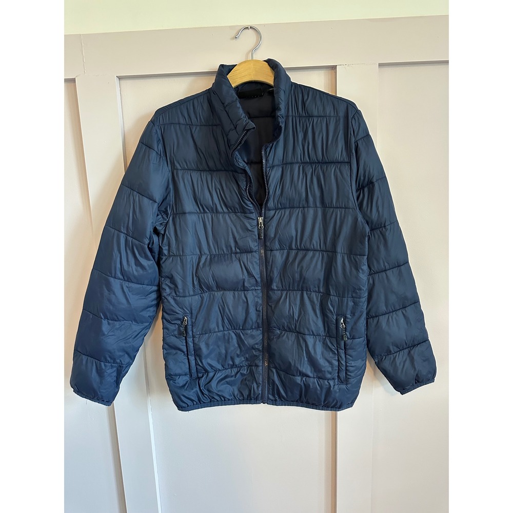 Swiss Tech Mens‎ Packable Puffer Jacket Navy Blue Size Small S 34-36 Full Zip